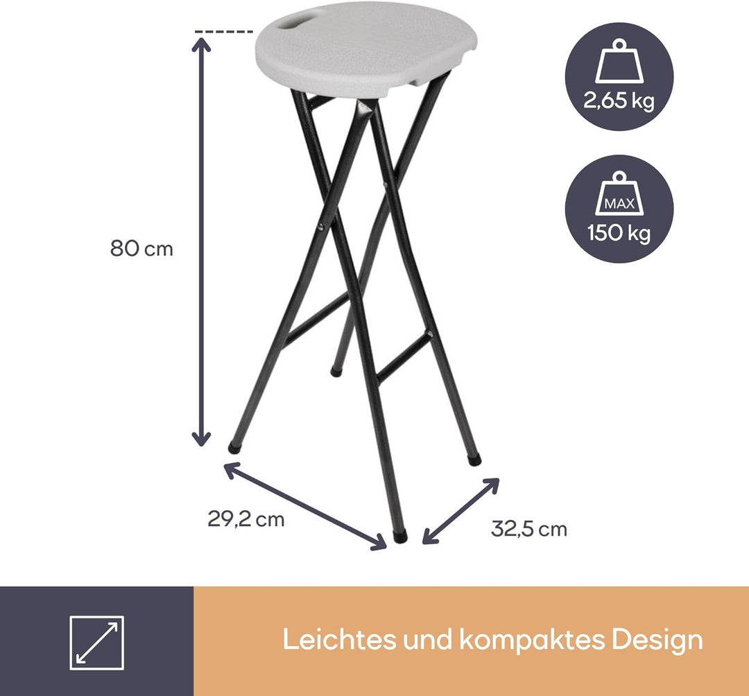 Perel TOOLLAND - FP145 Tolland Barstuhl, Zusa mmenklapbar, 80 cm Höhe 176259