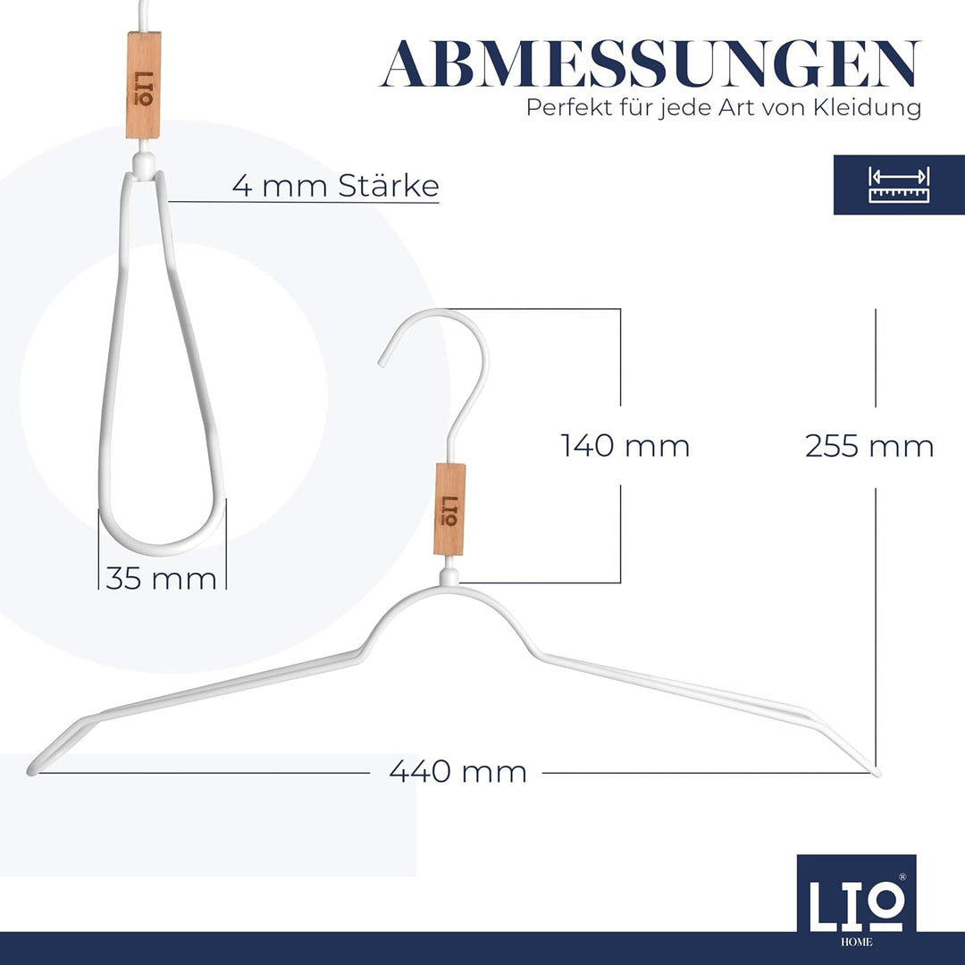 3er-Set Kleiderbügel aus Metall in weiss oder schwarz mit FoldFree Faltenschutz – Stabile Drahtbügel