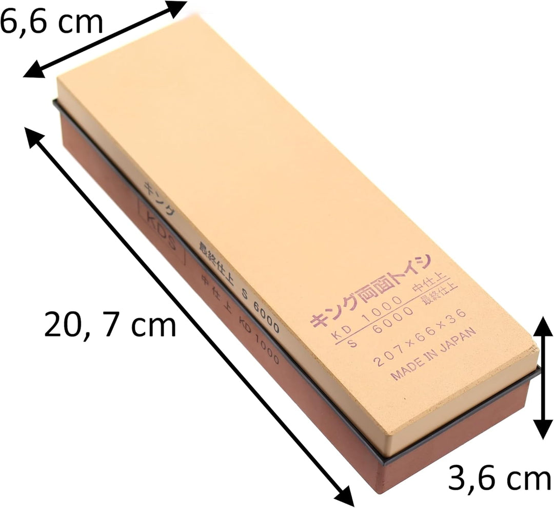 Set mit japanischem Schleifstein King Double Face 1000 6000 und rutschfester Tischhalterung, verstel