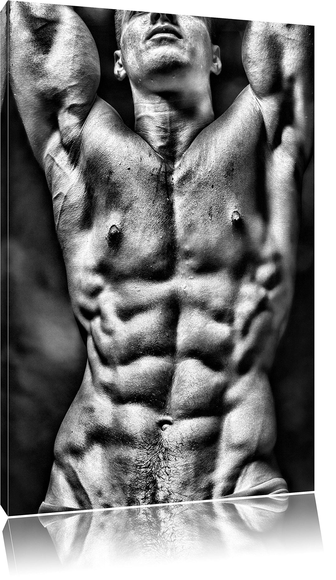 Monocrome, Sixpack Body, Format: 100x70 auf Leinwand, XXL riesige Bilder fertig gerahmt mit Keilrahm