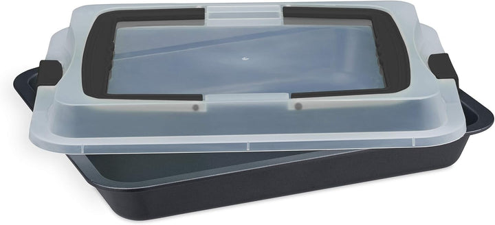 Relaxdays Backblech mit Deckel, 3in1 Kuchen Transportbox, BxT 40,5x32,5 cm, hoher Rand, Kuchenblech