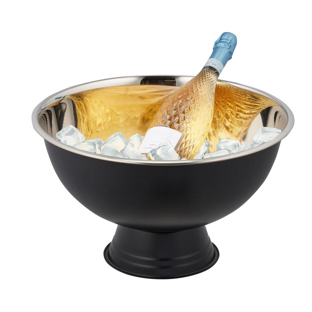 Relaxdays Sektkühler, Edelstahl, H x D: 23,5 x 40 cm, Flaschenkühler für Sekt, Champagner, Wein, XXL