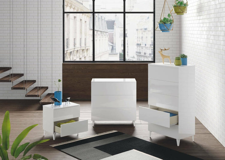 Dmora - Nachttisch Nashville, Nachttisch mit 2 Schubladen, Nachttisch, Niedrige Kommode für Schlafzi