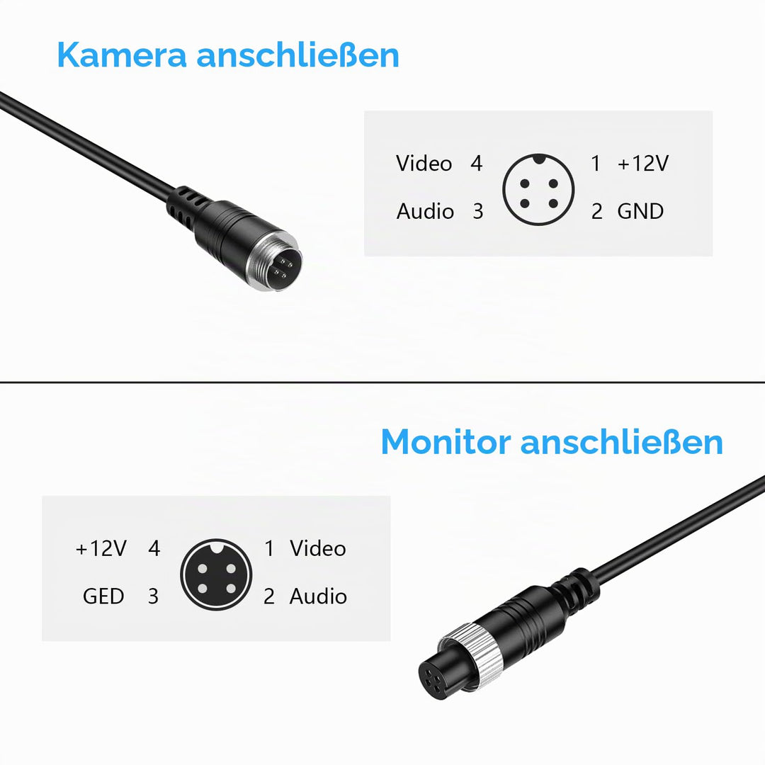 Cocar 16FT 5M Auto Video-Verlängerungskabel 4-Pin Luftfahrtwasserdichtes Shockproof für CCTV Rückfah
