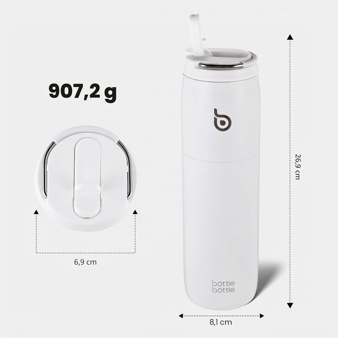 BOTTLE BOTTLE Isolierte Wasserflasche Edelstahl 32oz(946ml) mit Strohhalm Griff für Sport, Reisen, F