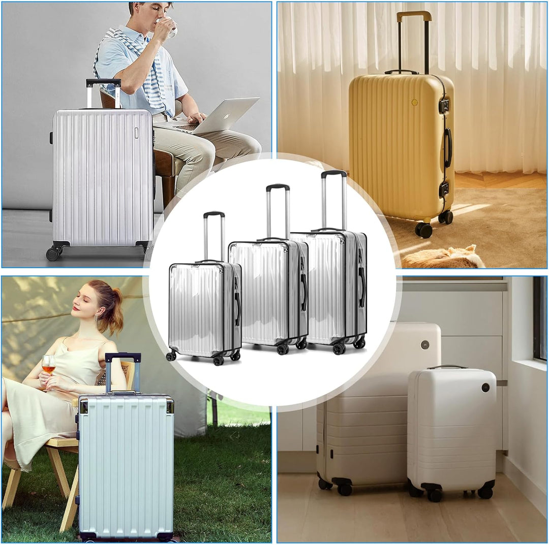 KEAGAN 3 Stück Kofferhülle Kofferschutzhülle Transparente PVC Koffer Schutzhülle Wasserdicht Staubdi
