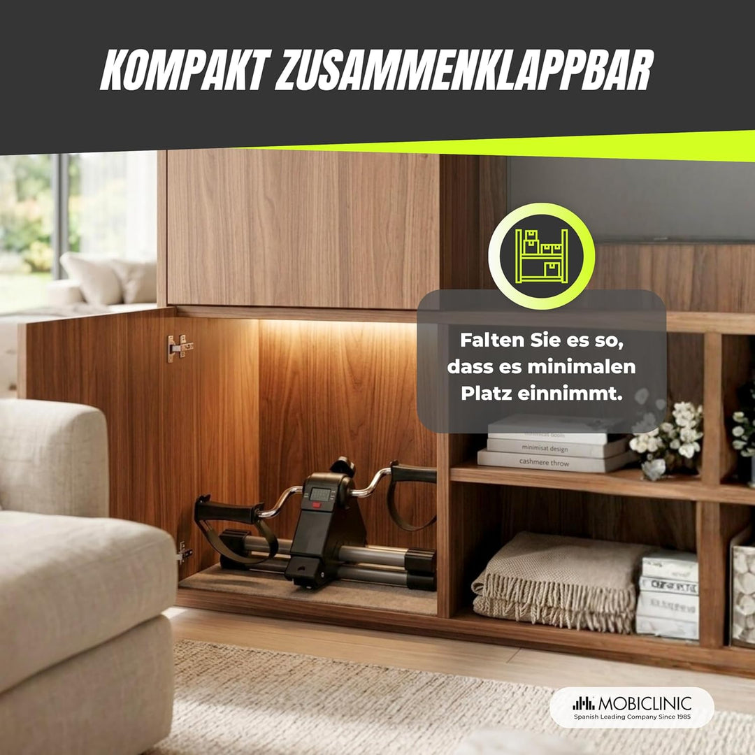 Mobiclinic®, Pedaltrainer, Klappbar, Einstellbarer Widerstand, LCD-Display, für Arme und Beine, kein