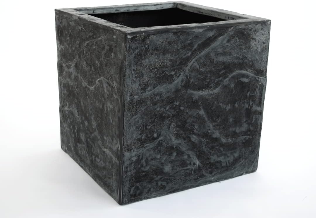 Eleganteinrichten Blumenkübel Fiberglas Stein-Optik quadratisch 30x30x30cm anthrazit grau.