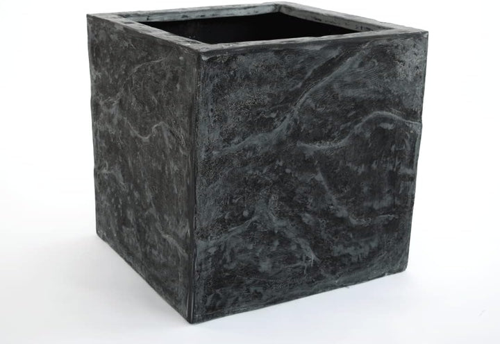 Eleganteinrichten Blumenkübel Fiberglas Stein-Optik quadratisch 30x30x30cm anthrazit grau.