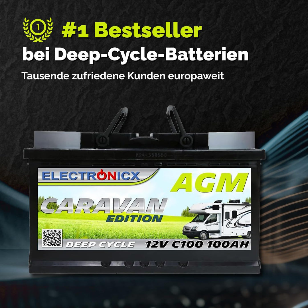Electronicx Wohnwagen AGM Batterie 100Ah 12V - Mover Solarbatterie Camping Solar Akku batterien wohn