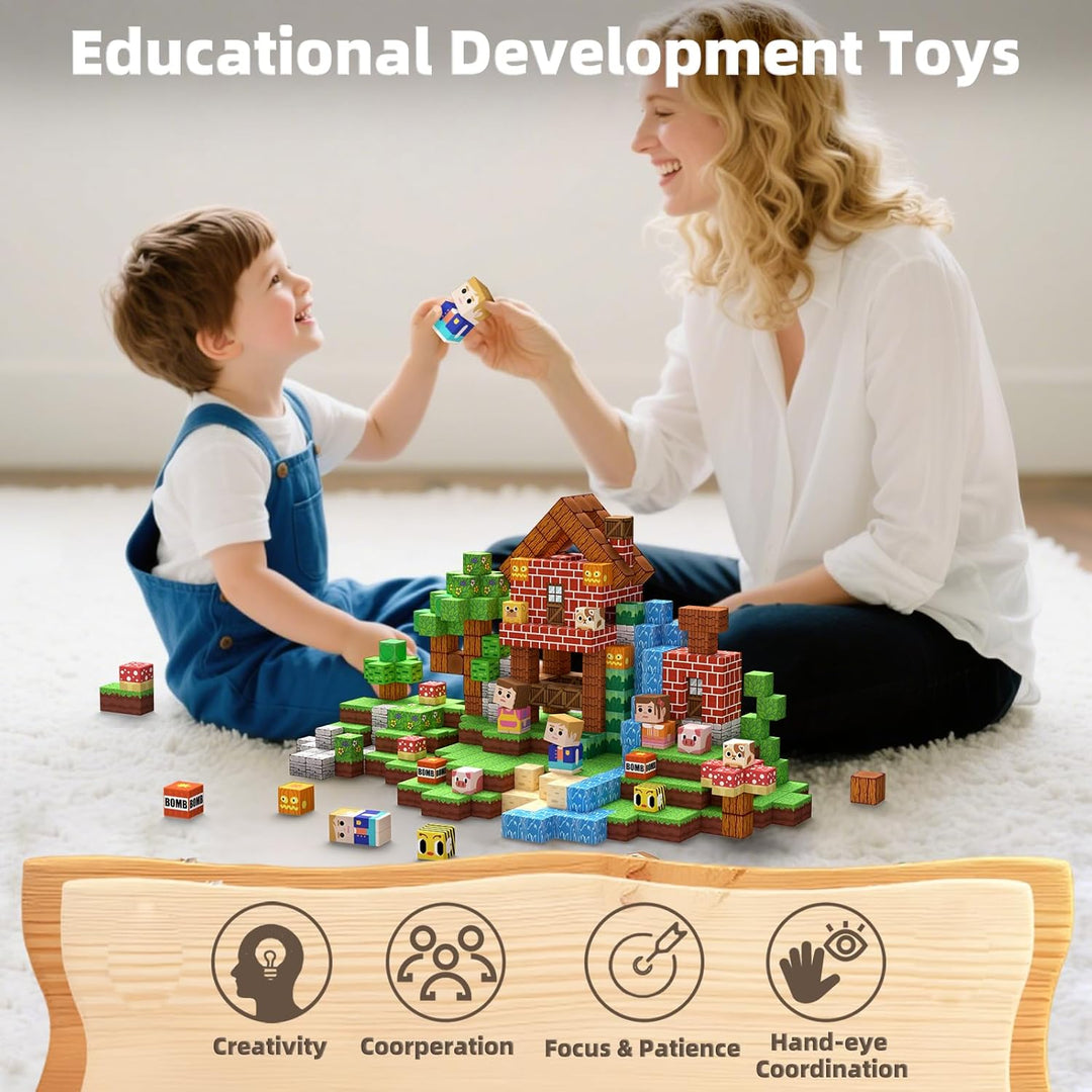 KIDCHEER Magnetische Bausteine 200 Stück, Wald Magnetbausteine für Kinder, Montessori Magnetblöcke S