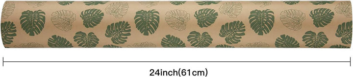 RUSPEPA Kraft Geschenkpapierrolle - Monstera Design Ideal Für Den Sommer, Urlaub Und Besondere Anläs