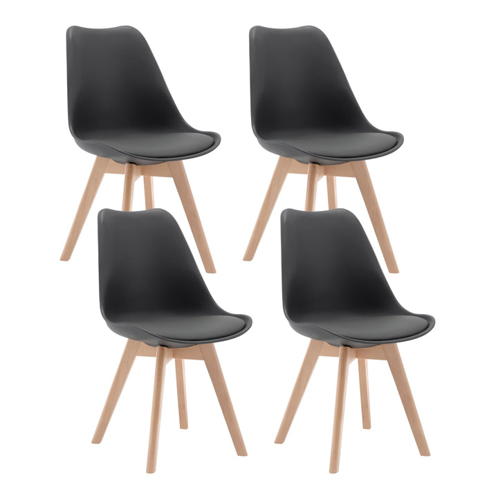 WOLTU® 4er Set Esszimmerstühle Küchenstuhl Design Stuhl Esszimmerstuhl Kunstleder Holz Grau BH29gr-4