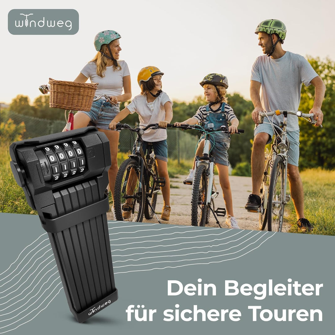 Faltschloss Fahrrad Diebstahlsicher [120cm] - Fahrradschloss hohe Sicherheit mit Halterung - Fahrrad