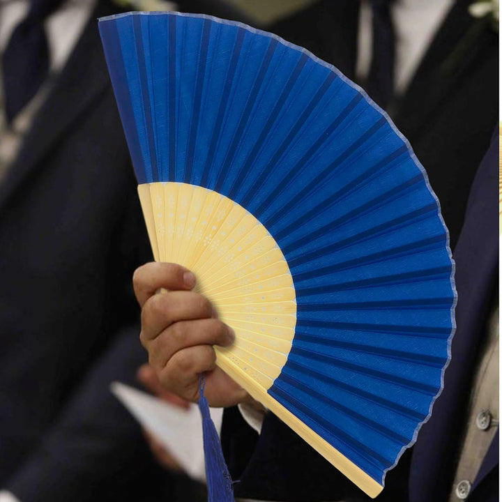 FANSOF.Fans Packung mit 10 Seide Stoff Fan mit Einer Quaste Grade A Bambus Rippen Hochzeit Party Gef