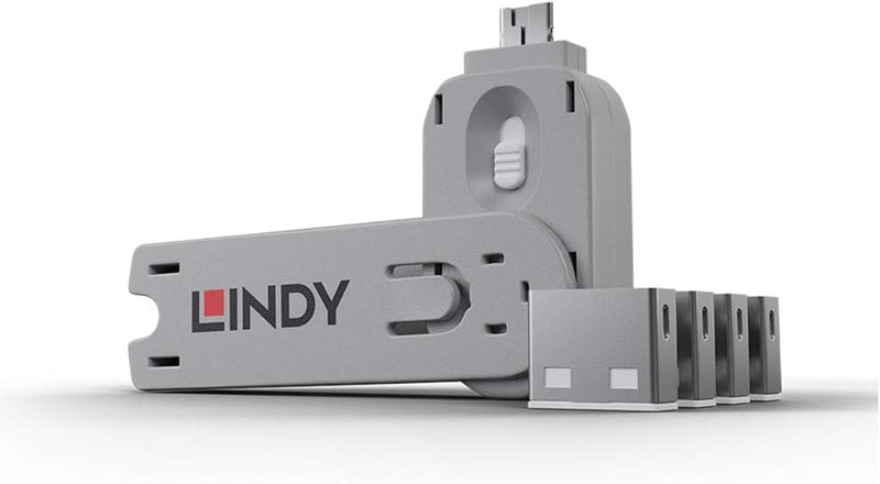 LINDY 40454 USB Typ A Port Schloss, weiss Grau 3722 Jahre vor Ort Garantie, Grau 3722 Jahre vor Ort