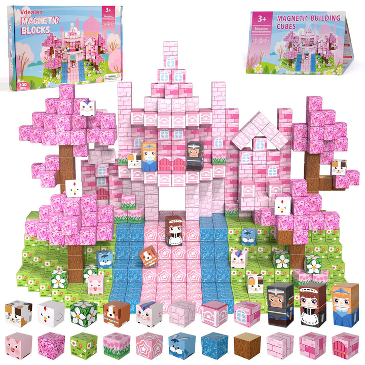 Vdealen 300 PCS Magnetische Bausteine, Stapelung Magnetwürfel Spielzeug für Kinder, STEM Montessori