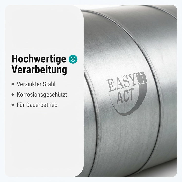 Easy Act Schalldämpfer Ø 80 mm, Länge 600 mm, Rohrschalldämpfer aus Verzinktem Stahl zur Geräuschred