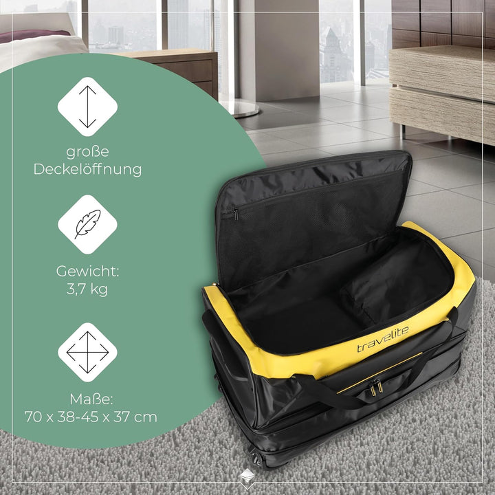 Travelite Trolley Reisetasche mit Rollen aus wasserabweisendem Material, Basics Weichgepäck Rolltasc
