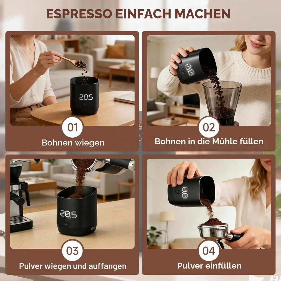 Digitale Kaffeewage mit LED-Display, Digital Kaffeewaage för Espresso & Pour-Over, Digitale Dosierme
