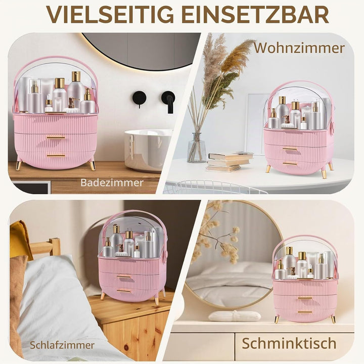 Make-up-Organizer-Aufbewahrungsbox, Kosmetik-Display-Etui mit transparentem Deckel, staubdichte wass