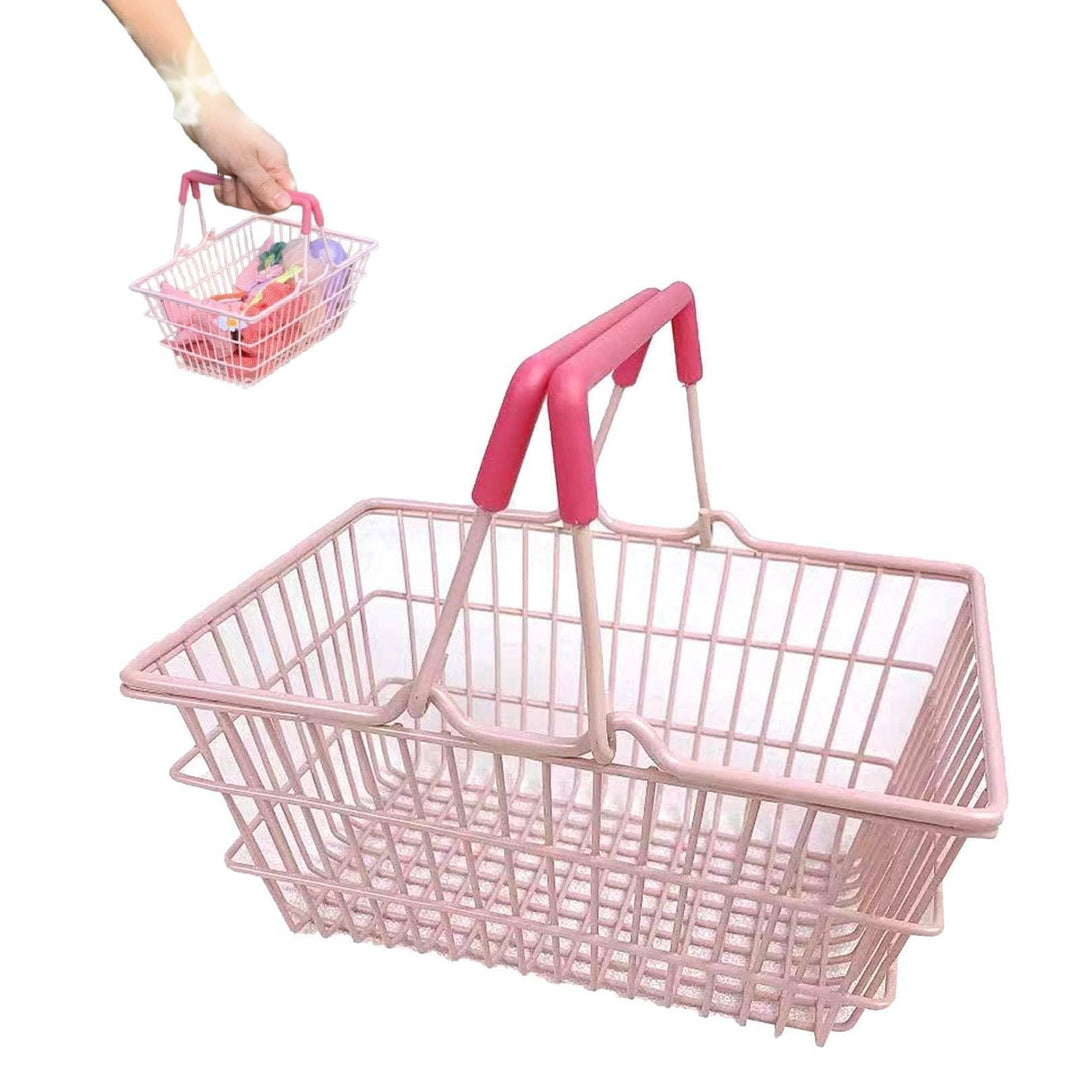 Mini-Rosa-Einkaufskorb für kleine Mädchen, Spielzeug-Kinder-Einkaufswagen-Serie, tragbarer Mini-Kind