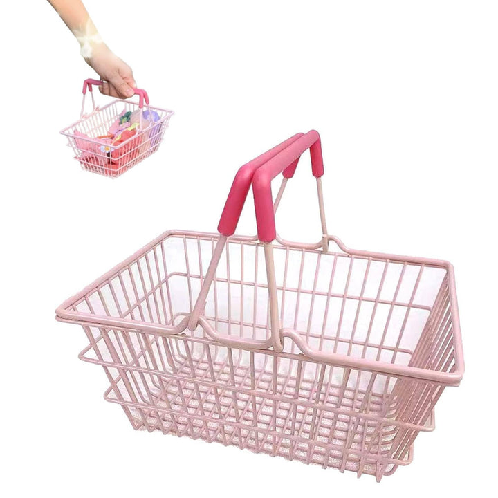 Mini-Rosa-Einkaufskorb für kleine Mädchen, Spielzeug-Kinder-Einkaufswagen-Serie, tragbarer Mini-Kind