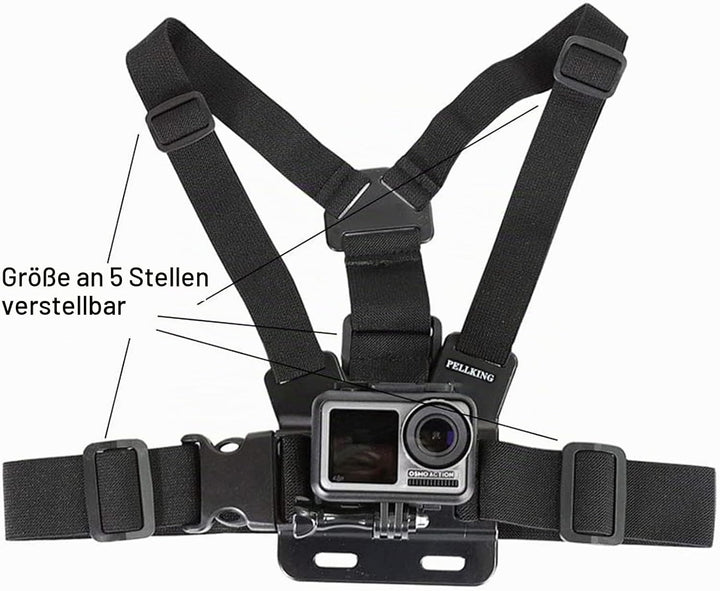 PellKing Handy-Brustgurt-Halterung, Handy-Clip, Action-Kamera, POV für Samsung iPhone Plus etc