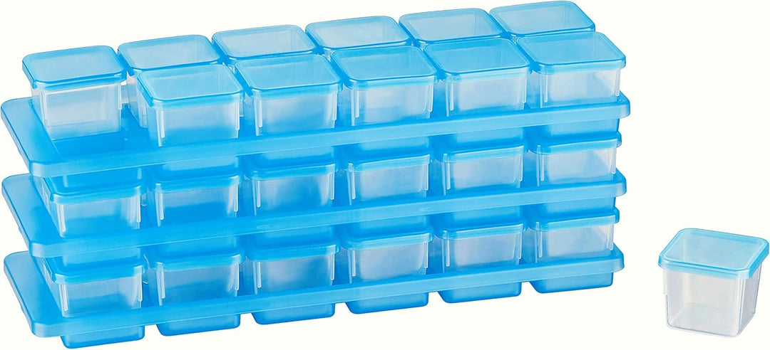 MiraHome Kigima Mini-Tiefkühldose Rechteckig 3,5x3,5x3,3 cm 0,03L (36 STK) & Halterung (3 STK) Blau