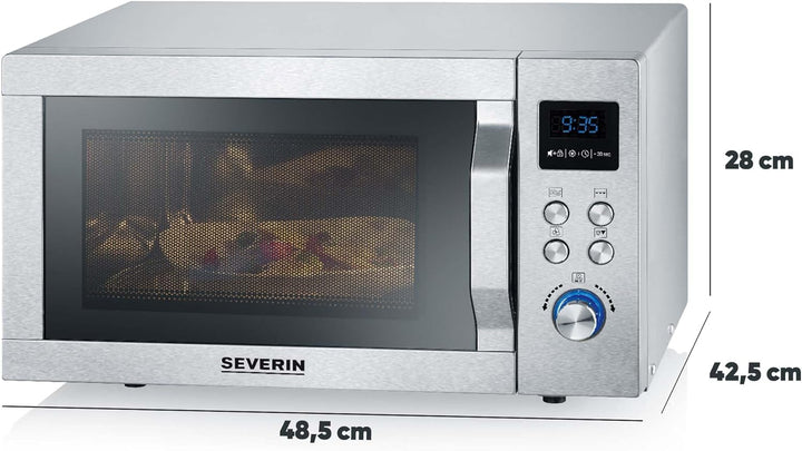 SEVERIN Mikrowelle mit Grill und Heissluftfunktion 3-in-1, Mikrowellengerät zum Auftauen, Garen und