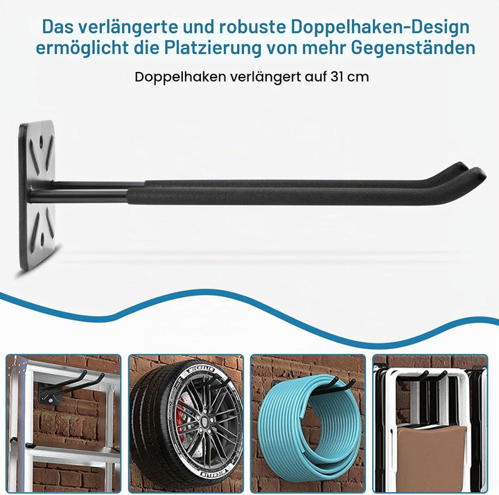 Joyseedi 2 Stück Garagenhaken Schwerlast, Schwarz Wandhaken Schwerlast Lang Universal Garage Storage