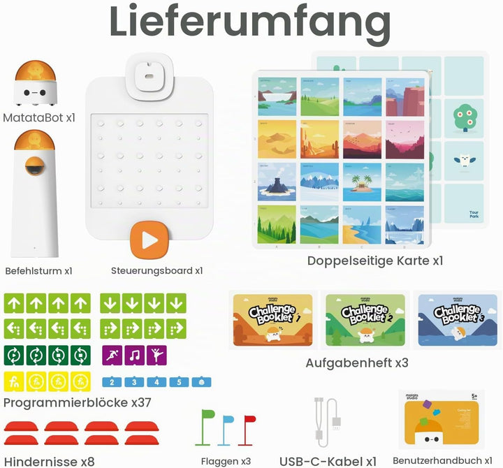 MatataStudio Coding Set Programmierbar Roboter Spielzeug für Kinder ab 4-10 Jahren Elektronische Cod