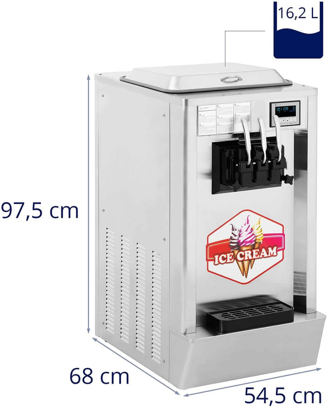 Royal Catering RCSI-18 Softeismaschine 1640 W 23 l/h 3 Geschmacksrichtungen Gastro professionelle So