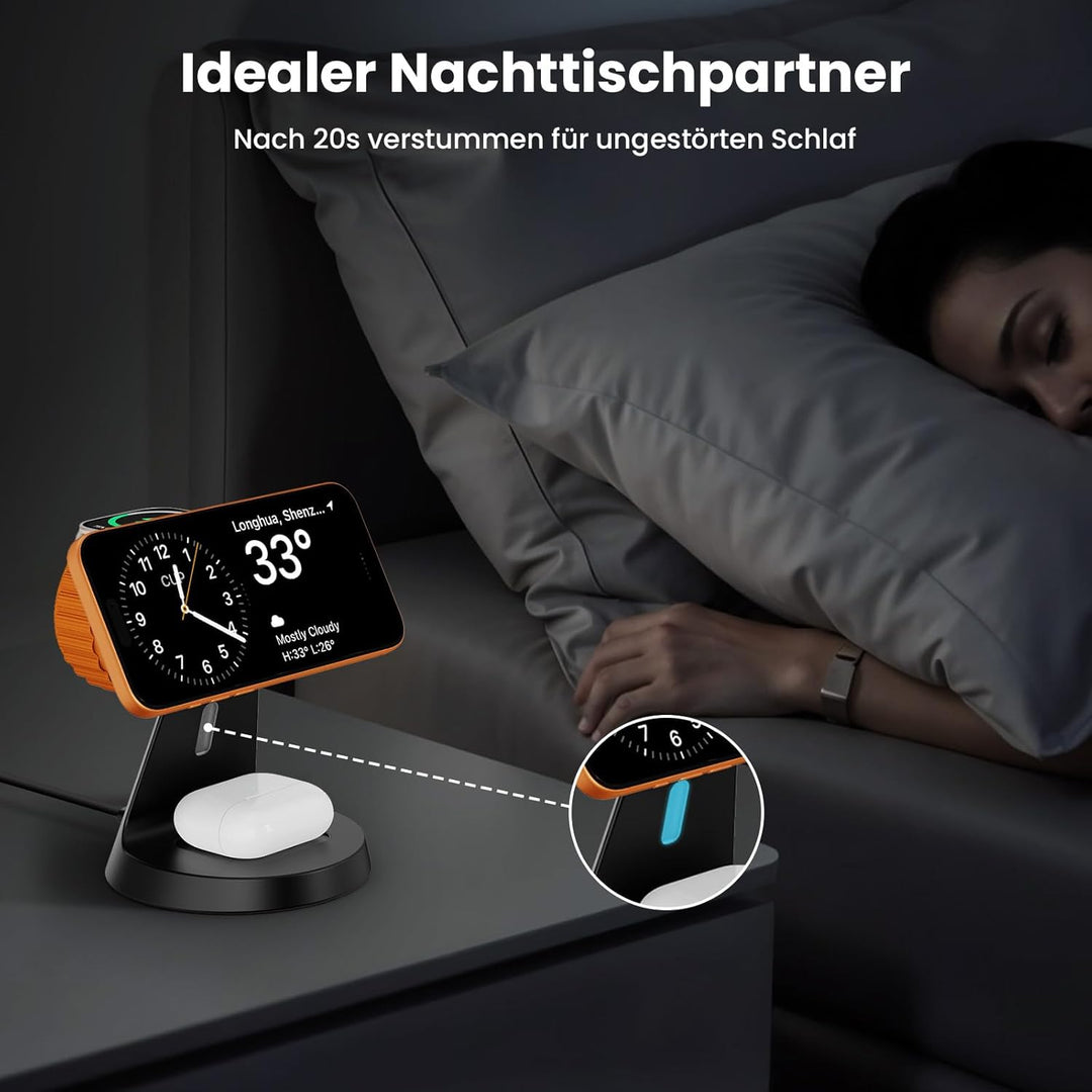 JoyGeek Ladestation Apple Watch und iPhone für Magsafe, 3 in 1 Induktive Ladegerät Schnellladung für