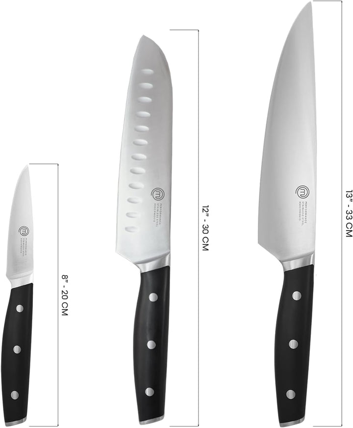 MasterChef Küchenmesser Set mit Kochmesser, Santoku Messer & Schälmesser, Profi Messerset aus Rostfr
