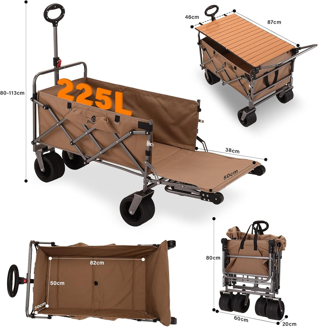 Bollerwagen Faltbar Strand Handwagen mit Getränkehalter Verstellbarem Griff,Gartenwagen für Alle Gel