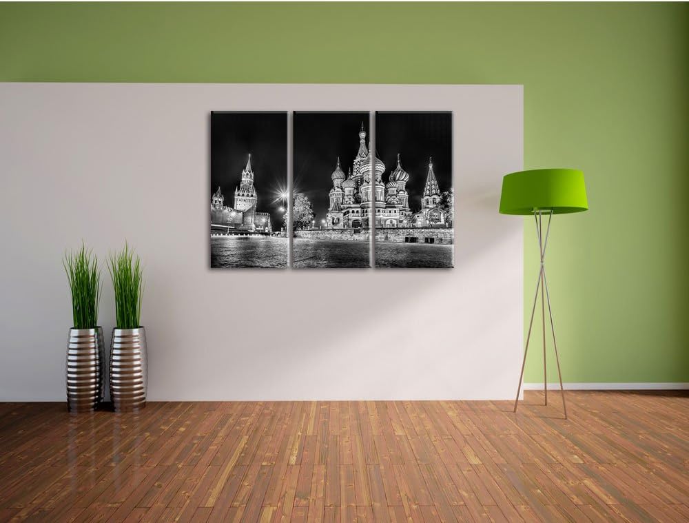 Pixxprint Basilius Kathedrale in Moskau als Leinwandbild/Grösse: 3 Teilig (120x80) cm/Wandbild/Kunst
