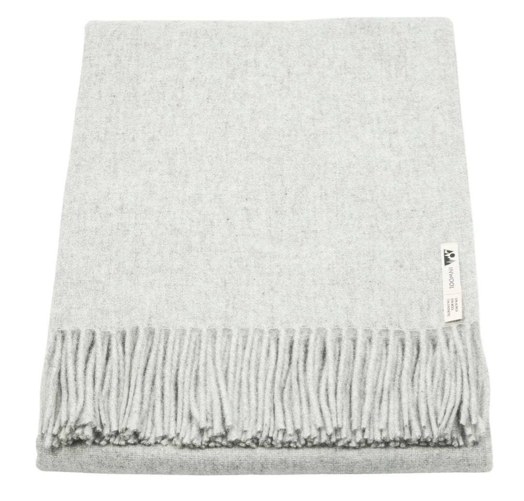 Generisch Alpaka Decke Wolldecke Kuscheldecke Plaid Classic 150x200 - Classic Hellgrau