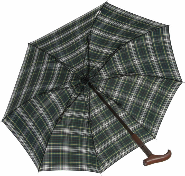 iX-brella Stützschirm höhenverstellbar mit Holzgriff - Karo grün, Karo Grün