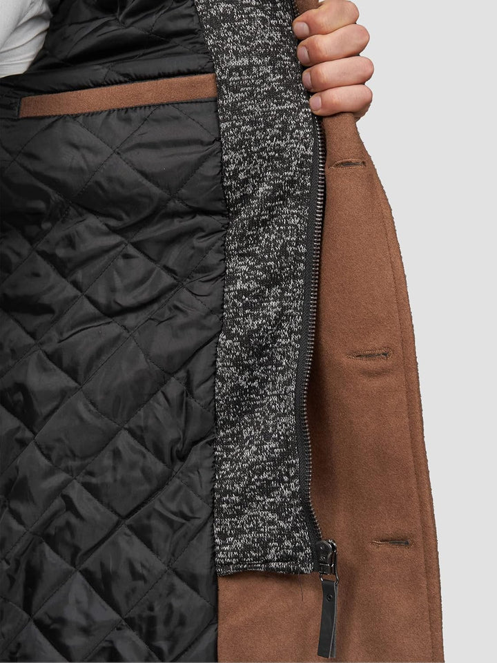Indicode Herren Cliff Kurzmantel mit Stehkragen | Wollmantel Herrenmantel Mantel, Camel