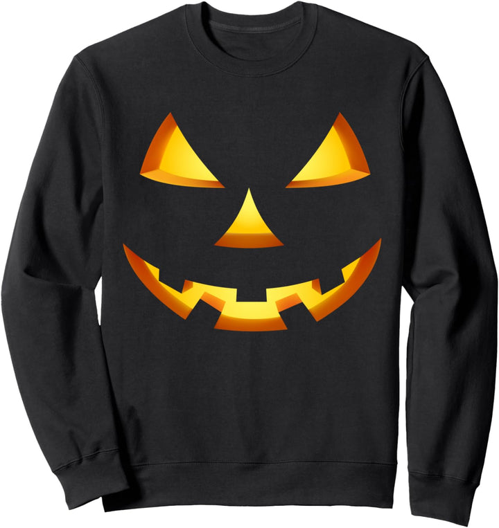 Lustiges Halloween Kostüm Shirt Kürbis Gesicht Sweatshirt