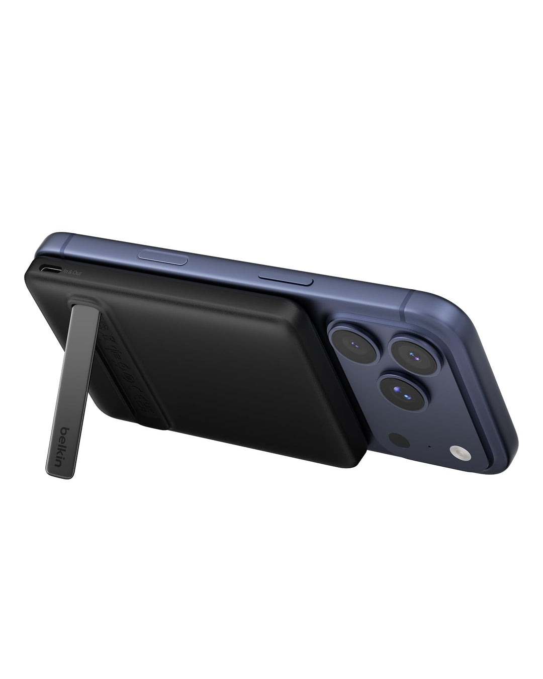 Belkin BoostCharge Power Bank Qi2 15W, Schlanke Magnetische Powerbank 5000mAh mit Ständer, Inklusive