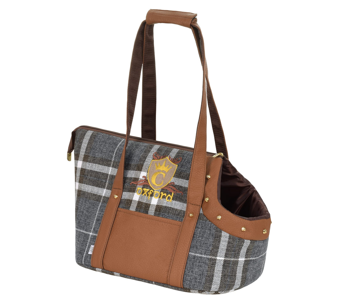 Oxford Transporttasche für Hund oder Katze 30 x 40 x 24 cm, Farbe braun, kariert, LXD1001