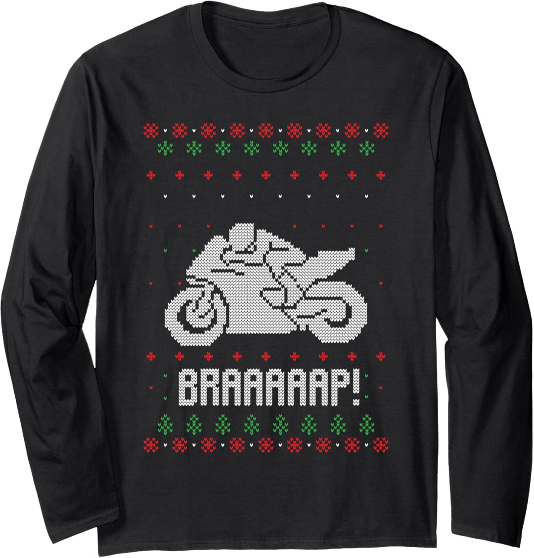Ugly Christmas Sweater Ugly Sweater Biker Motorrad Langarmshirt
