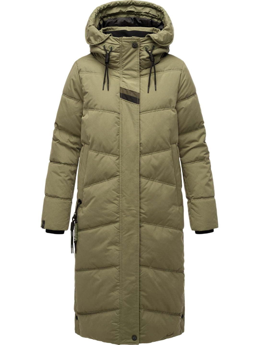 Navahoo Damen Wintermantel Warmer Steppmantel lang mit Kapuze Kuschelmausi S-XXL M Olive Leaf, M Oli