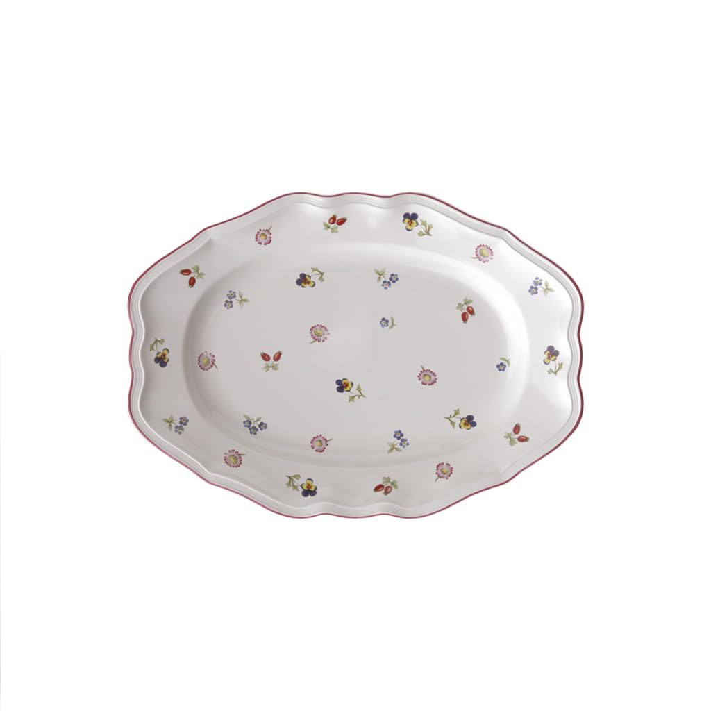 Villeroy und Boch Petite Fleur Platte oval, Premium Porzellan, 44 cm 44cm Weiss, 44cm Weiss