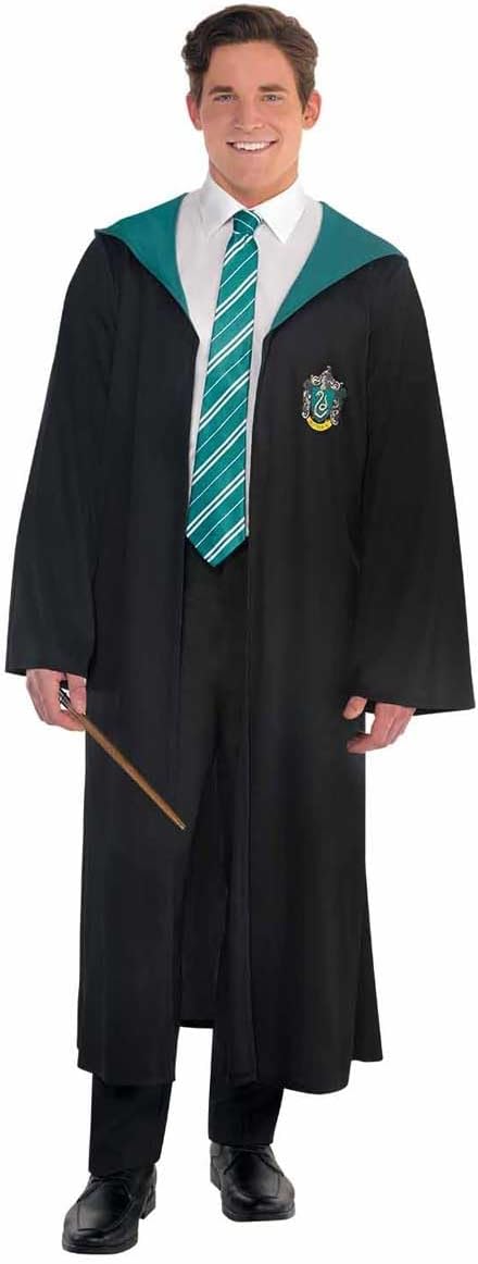 Amscan - Erwachsenenkostüm Slytherin Quidditch Robe aus Harry Potter, Gewand und Zauberstab, Magier,