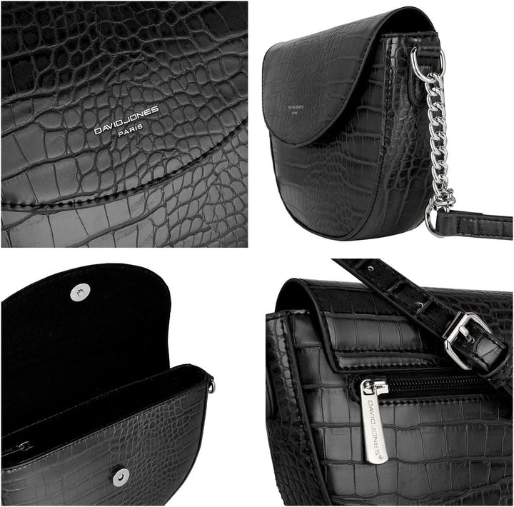 David Jones - Damen Kleine Krokodil Umhängetasche - Frauen Schultertasche PU Leder Halbe Runde Halbm