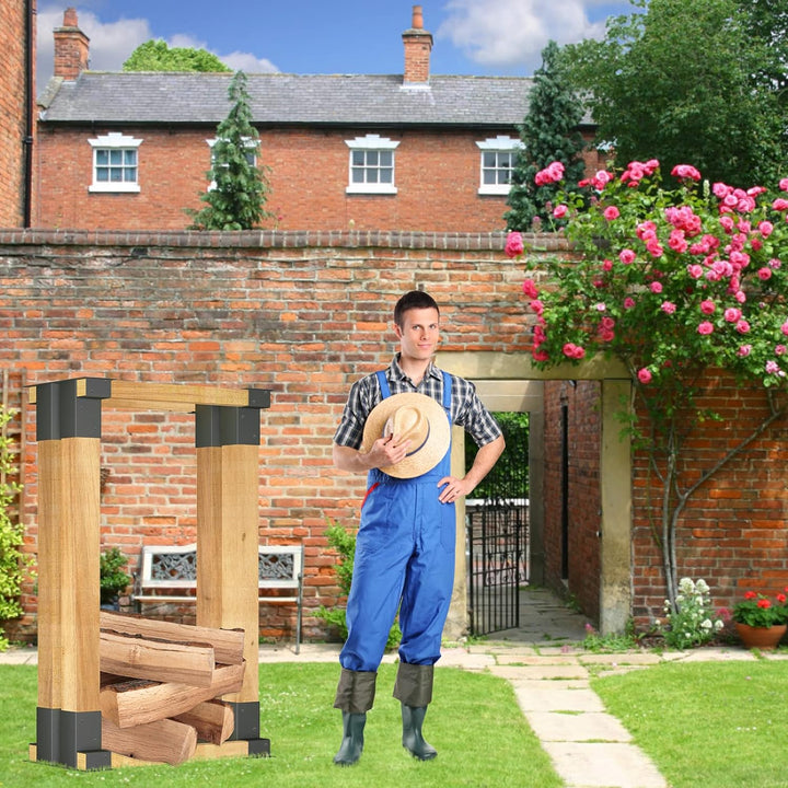 Yznahre Holzstapelhilfe 4er Set, stabile Holz Stapelhilfe,Einfach zu installieren Brennholz Stapelhi