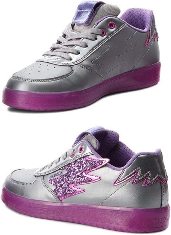 Geox Mädchen J Kommodor B Low-top Sneaker, Silber Dk Silver Lilac C1335